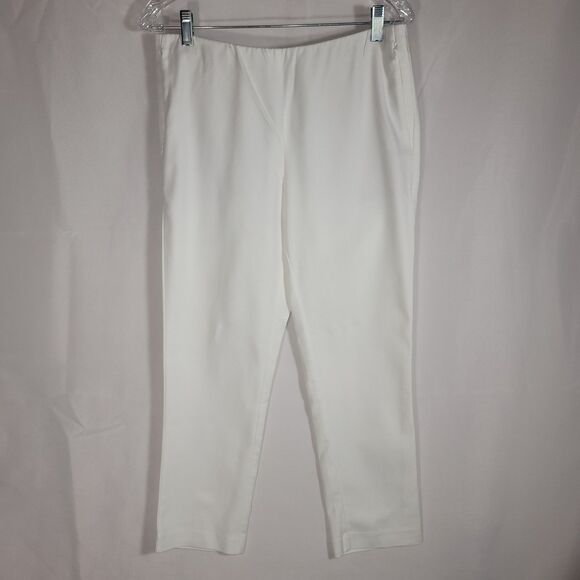 J. Jill Pants - J. Jill White Cropped Ankle Pants Side Zip Pockets Women's 10 Petite Smooth Fit